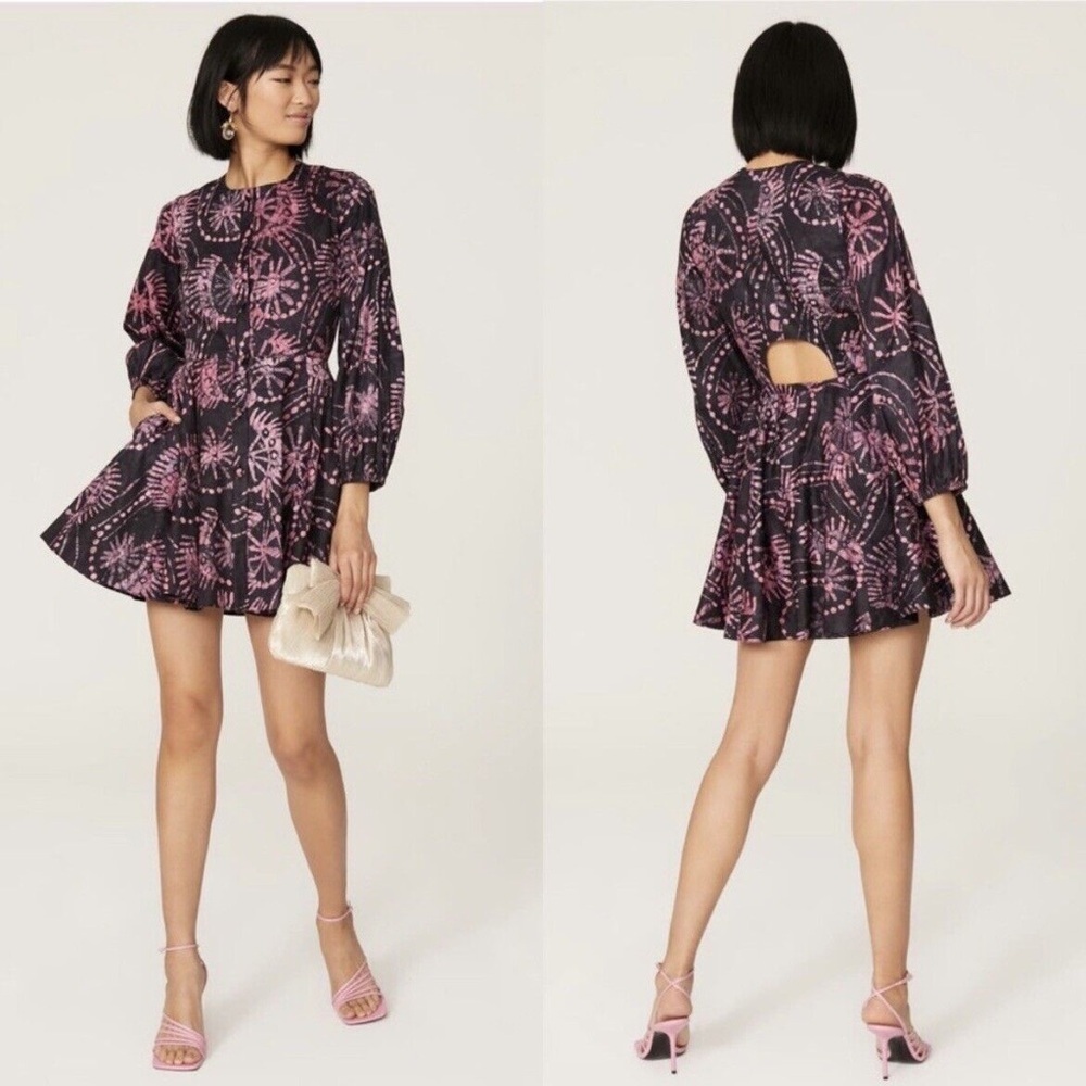 Elegant Black and Pink Floral Mini Dress